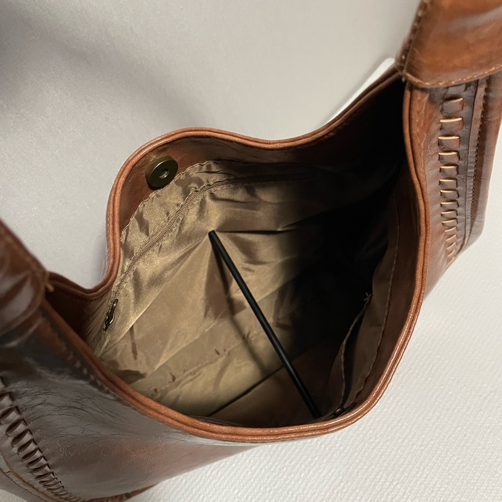 Brown Leather Hobo Shoulder Bag - Picture 3 of 12